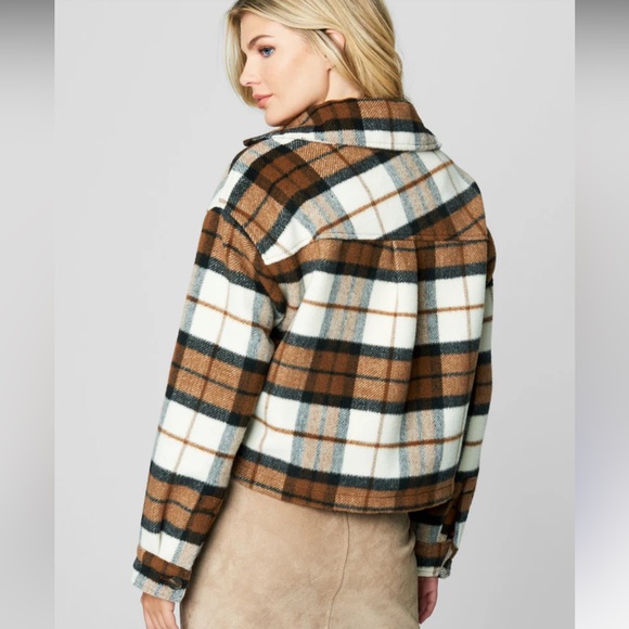Blank NYC Plaid Cropped Shacket Shirt Jacket in All The Best Size Small - Picture 2 of 15